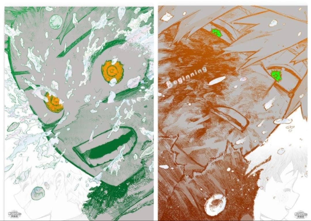 ヒロアカ原画展　ポスター　A2 爆豪勝己　緑谷出久 ヒロアカ原画展 A2ポスター 2枚セット 緑谷 爆豪 ヒロアカ展 A2アート