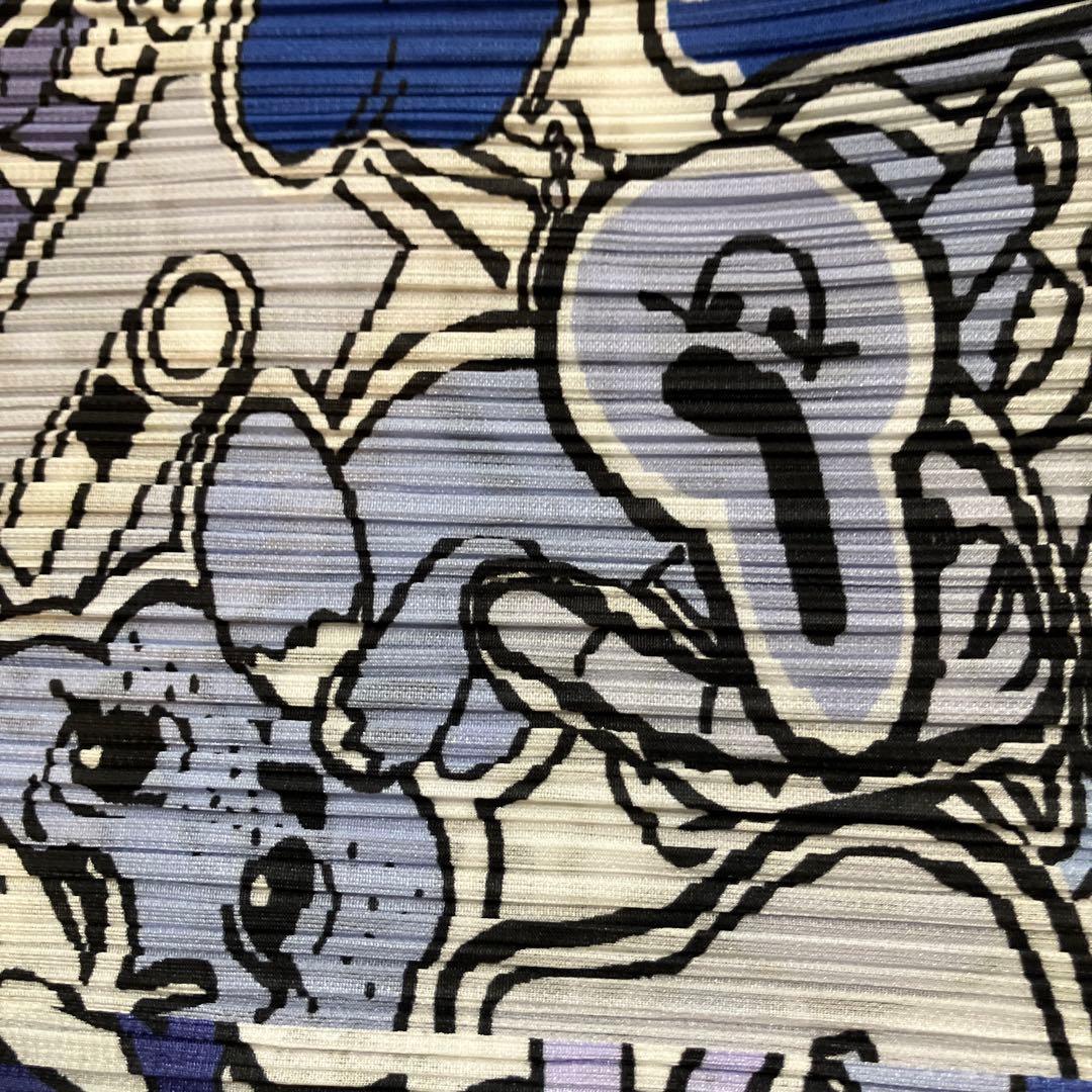 PLAT'S PLEASE サルエルパンツ 青と白のグラフィック