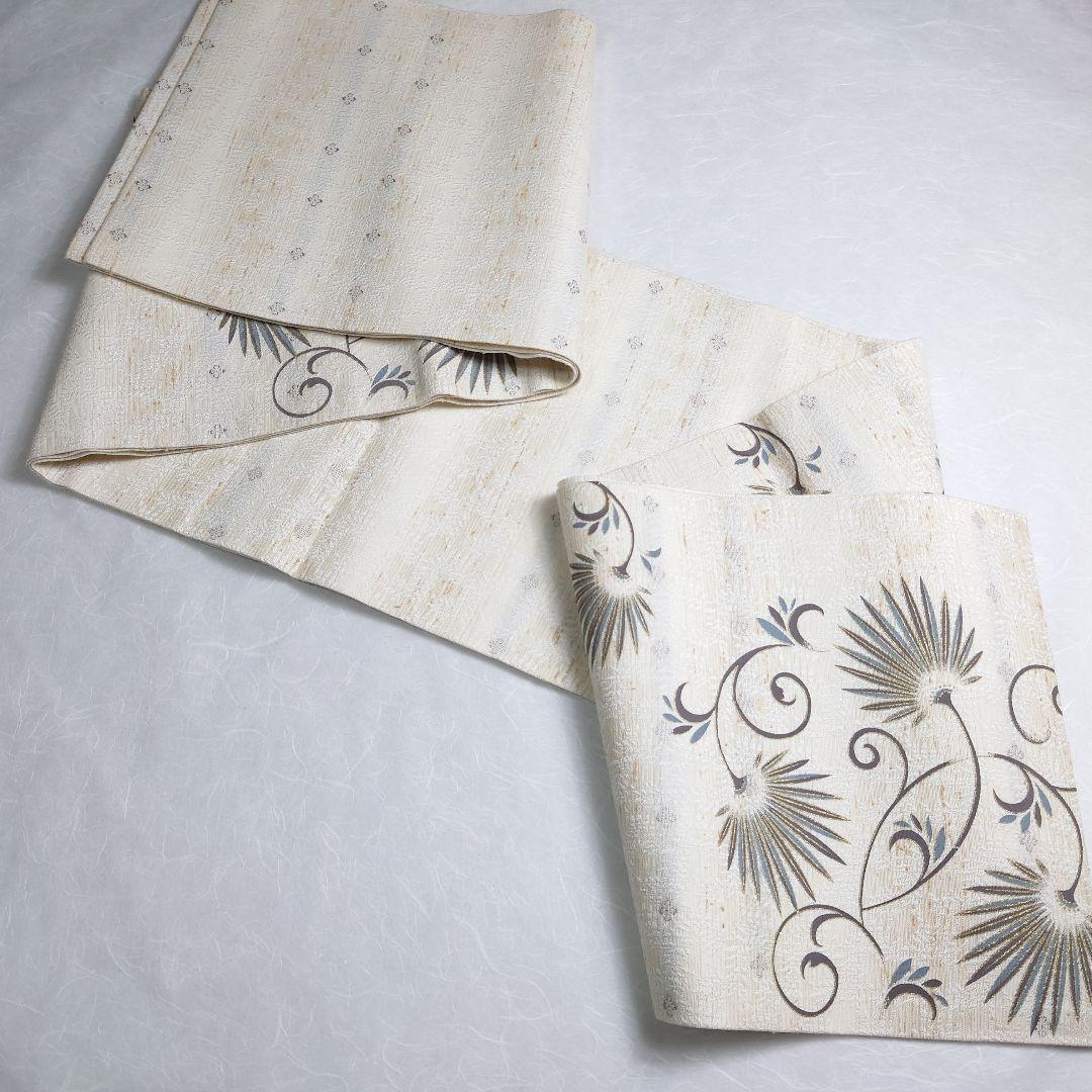 正絹 名古屋帯 開き仕立て ぜんまい 西洋唐草図案 極上 逸品 未使用品