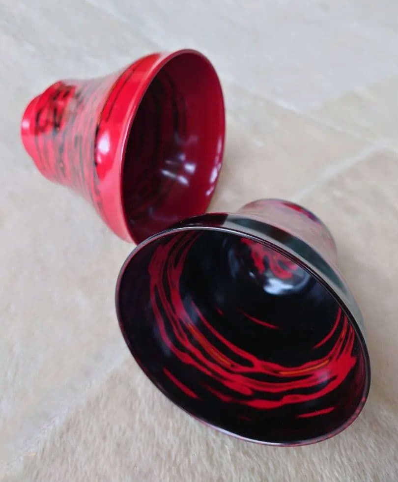 佐竹康宏　個展作品　一点物　漆芸　木製碗　黒赤二客組　手塗り　手仕上げ