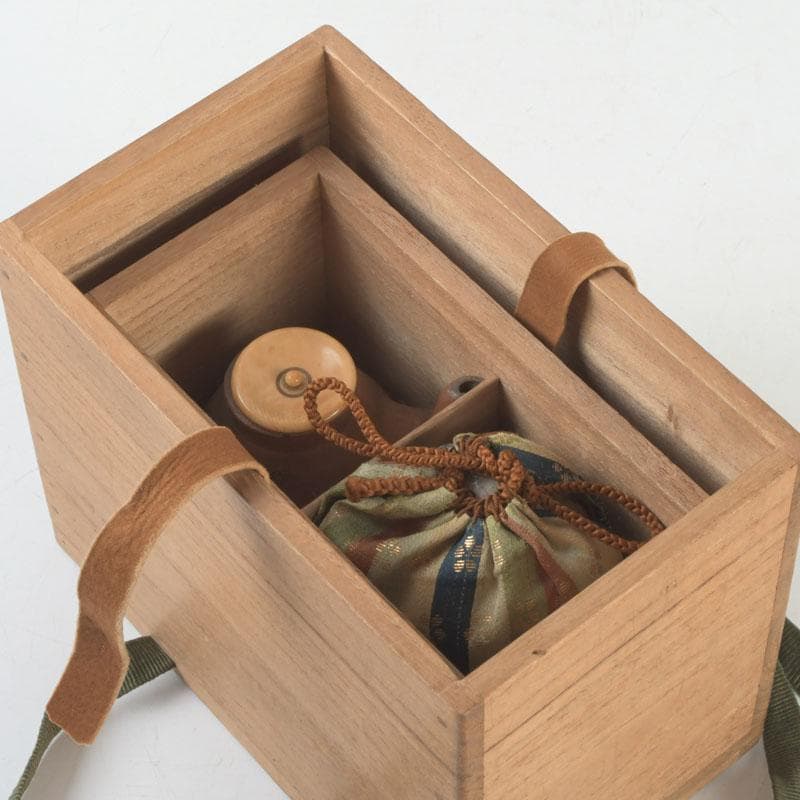 茶道具　備前焼　古備前　火襷　水滴　茶入　袱紗付　共箱二重箱　V　9374