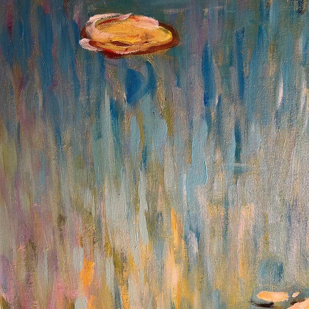 ★特大★ 手描き油絵 クロード・モネ 睡蓮 額付 絵画 インテリア 油彩画