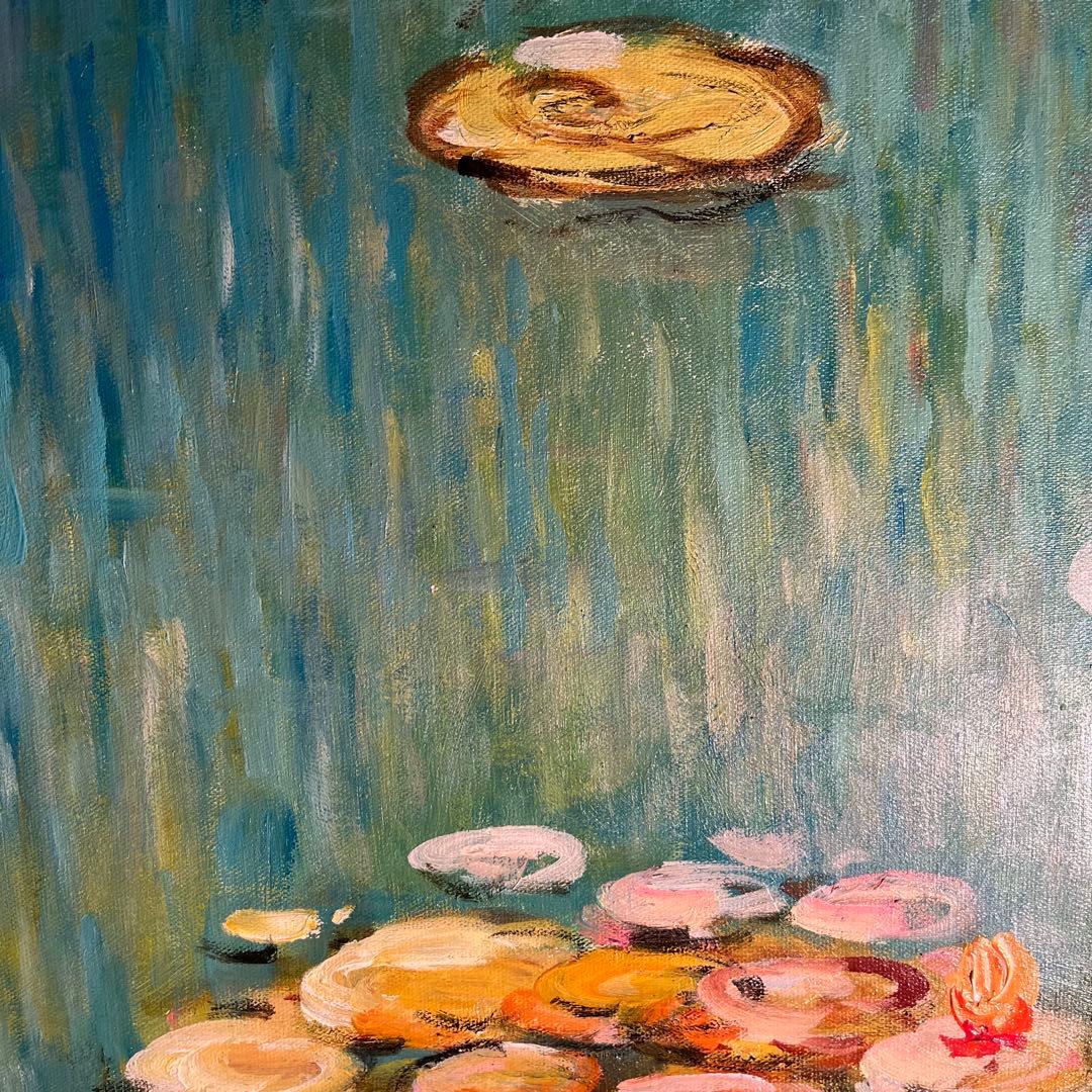 ★特大★ 手描き油絵 クロード・モネ 睡蓮 額付 絵画 インテリア 油彩画