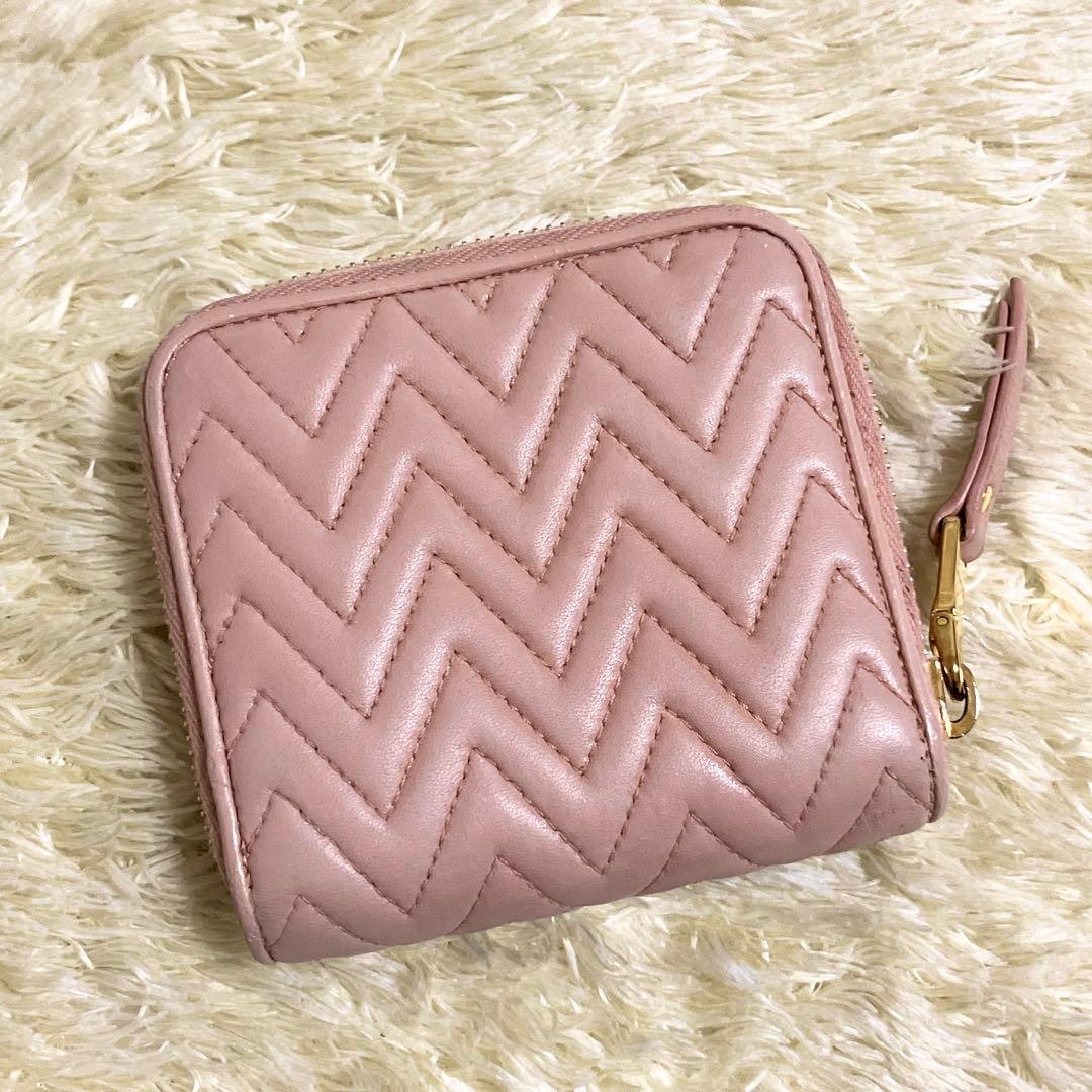 【美品】MIU MIU ナッパインプントゥーレ ラウンドファスナー ピンク