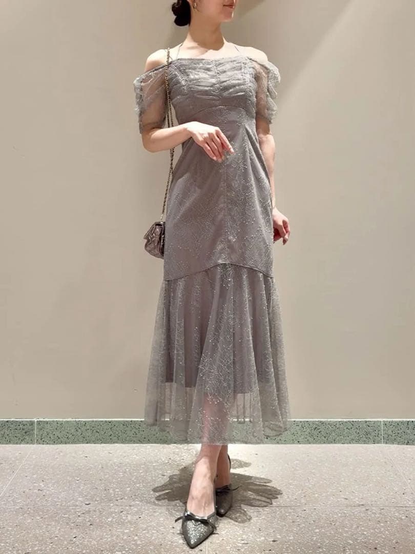 SNIDEL ギャザードレープレースドレス GRY SNIDEL｜ギャザードレープレースドレス | Rakuten Fashion(楽天