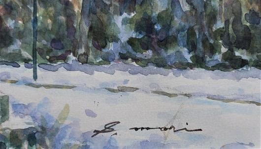 S.moriのサイン　タイトル「像のある街」（フランクフルト　アンマイン）　8号