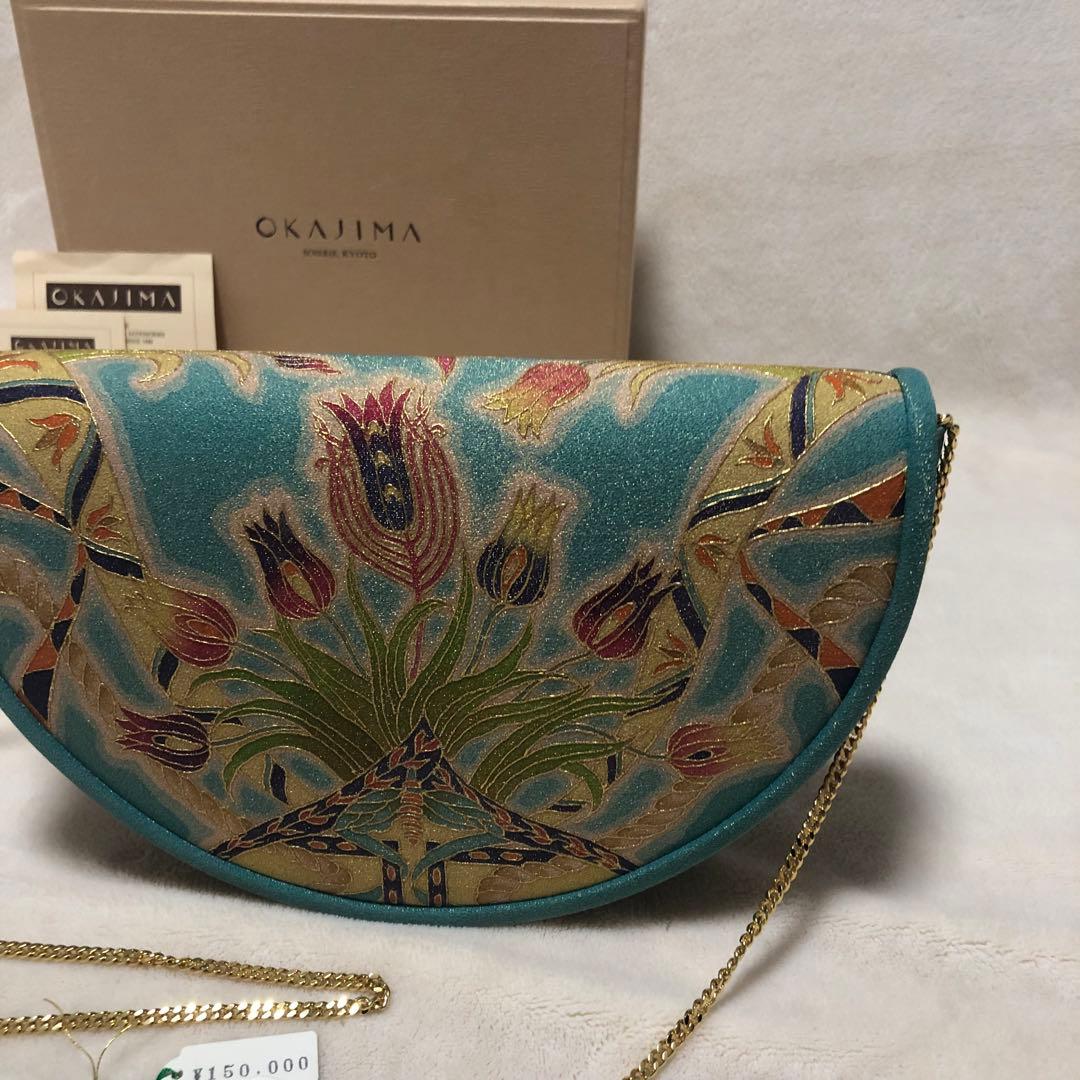 希少　岡重謹製 OKAJIMA 京友禅 金彩 唐花 葡萄唐草 正絹　シルク