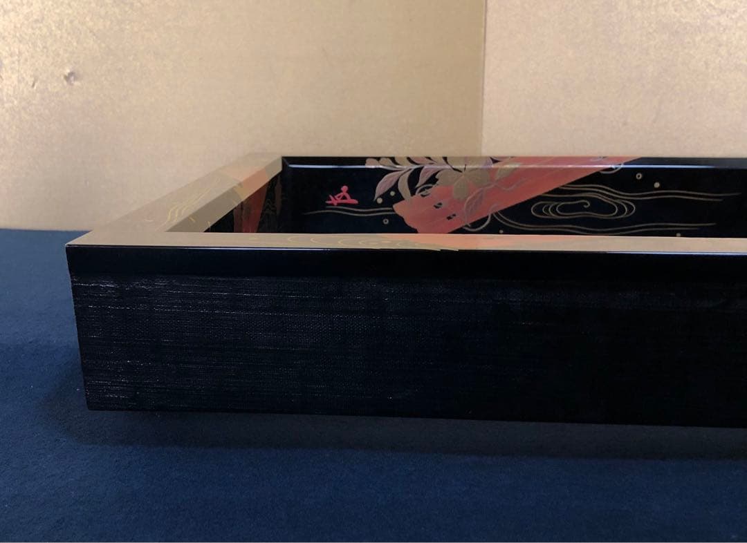 《R》茶道具 花筏蒔絵 黒炉縁 花押 塗師 萬斎 共箱 251208お4