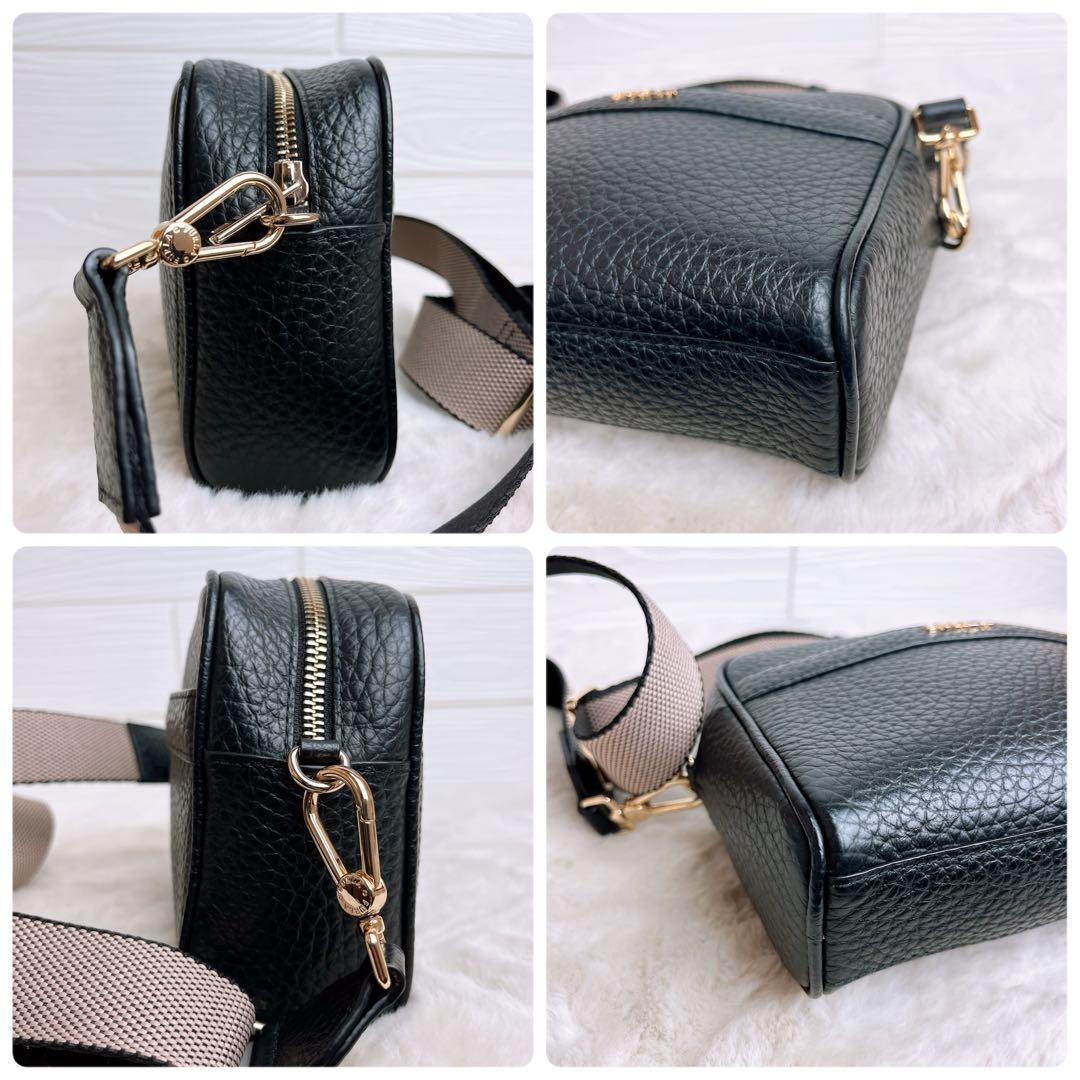 極美品☆FURLAフルラ ショルダーカメラバッグ ポーチ シボ革 ブラック