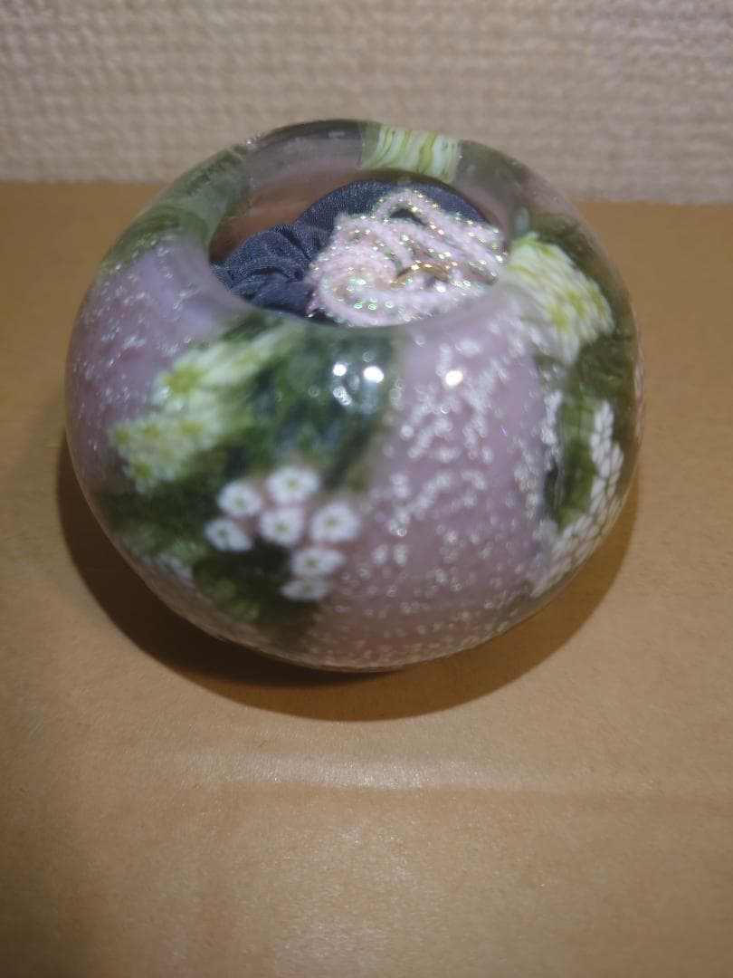 未使用】ガラス作家 藤原奈津江作品 吹きガラス茶器「花子」共箱及び