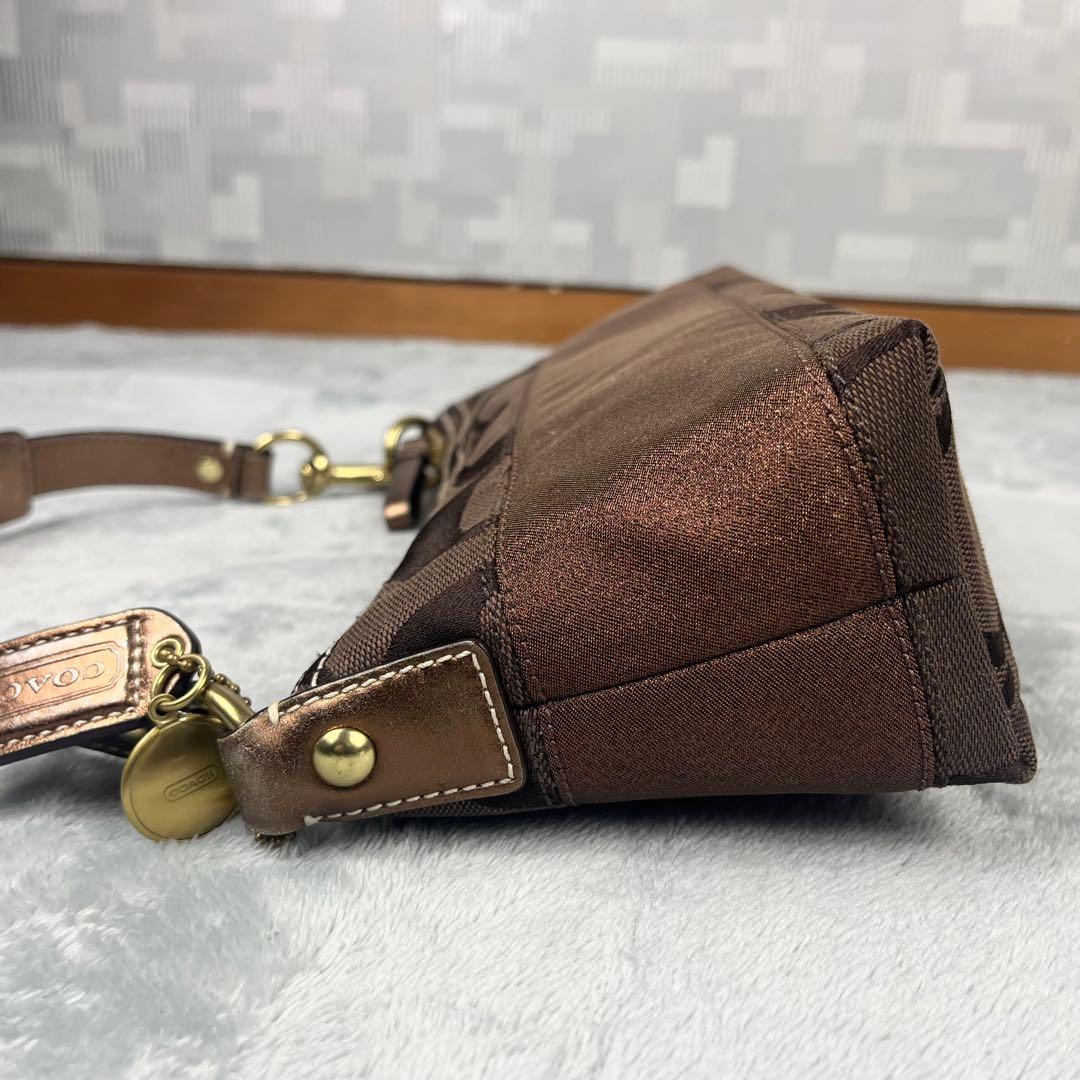 美品 Coach アクセサリーポーチ シグネチャー ブラウン系