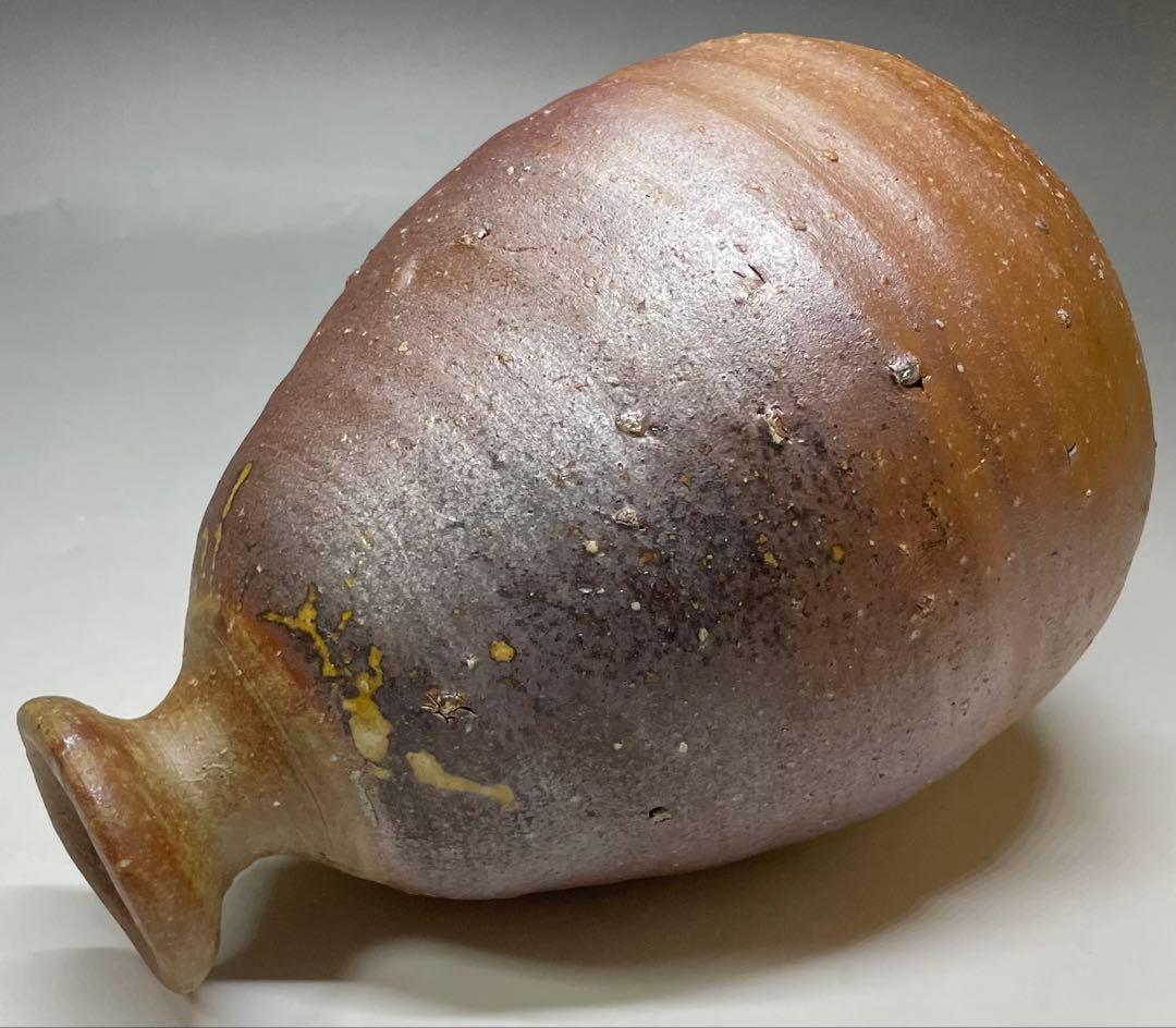 金重愫　備前徳利一輪花入　円山窯　備前焼　四方桟共箱　b116