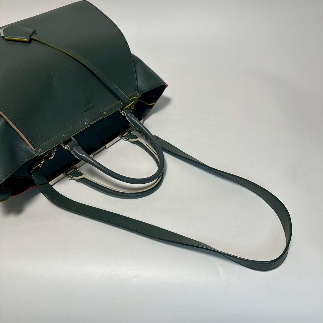 r97【美品】保存袋付　フェンディ　レザー　トロワジュール　2wayショルダー.