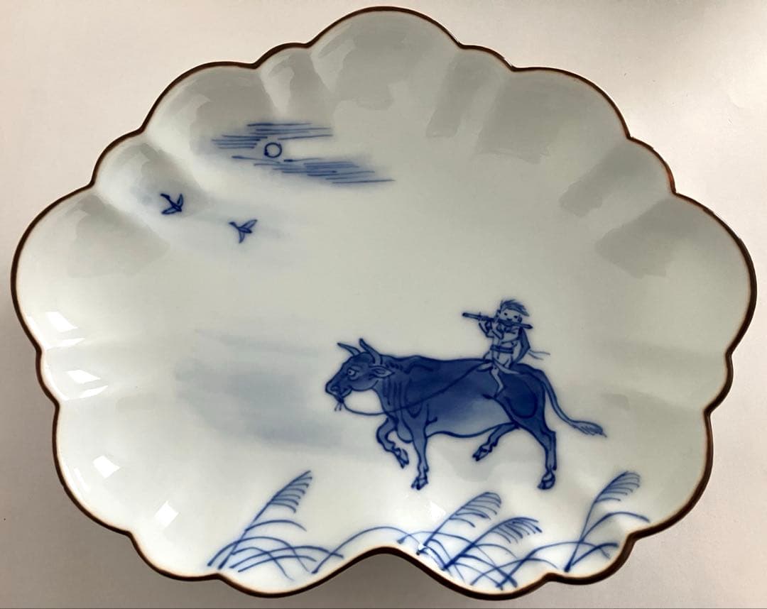 辻製磁社★形変皿★柄違い3セット★リスブドウ★ウサギ★牛★笛★有田焼