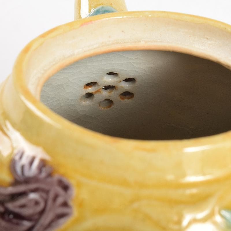 煎茶道具　平安桂窯　篁月作　交趾手鳳凰文　急須　茶壷　共箱　D　R5045