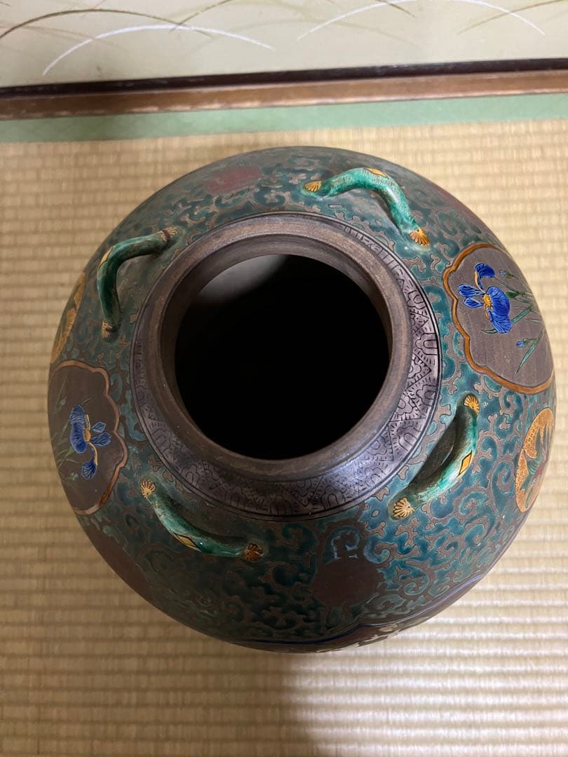 美品】青手九谷 九谷焼壺 九谷焼