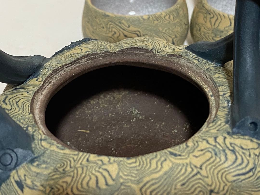 ♦中国 宜興窯 紫砂 貼花文様 茶壺 茶道具 煎茶道具１式 未使用 美品 骨董品