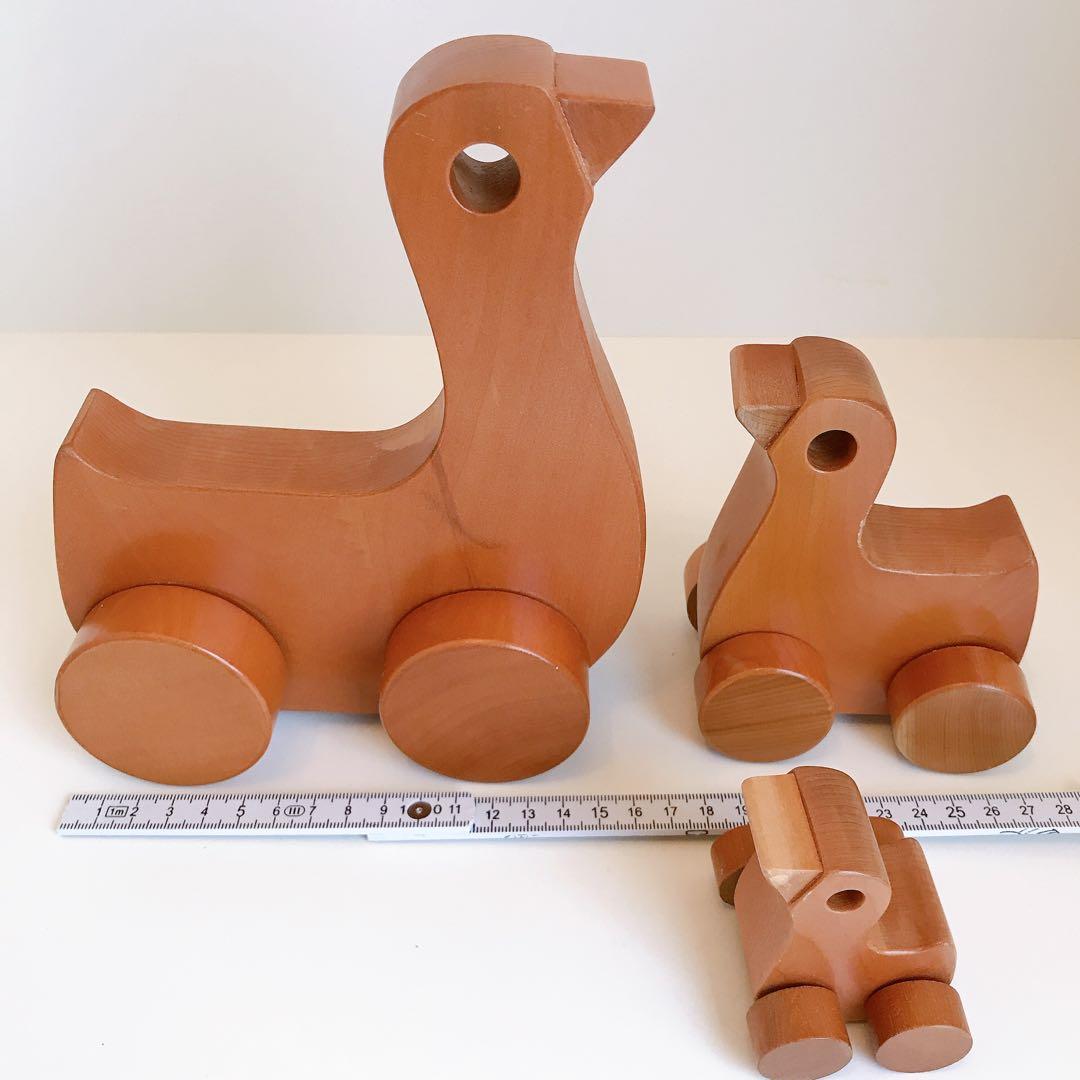 寺内定夫のおもちゃ　おんぶぐるま　とり　木のおもちゃ　希少　当時もの