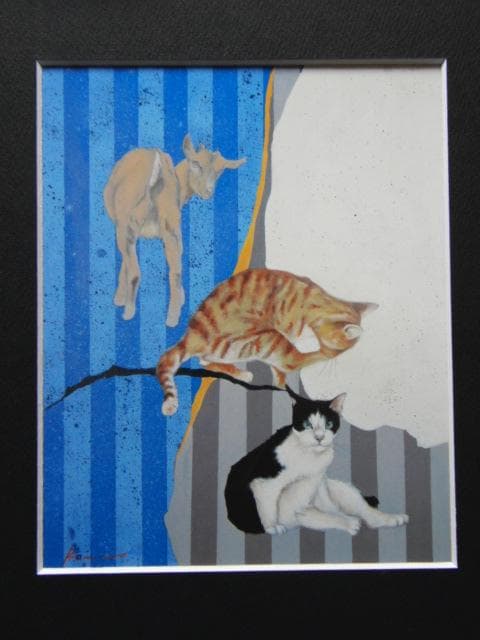 テリー今野、別れ道、希少な額装用画集より、新品高級額装付、状態良好