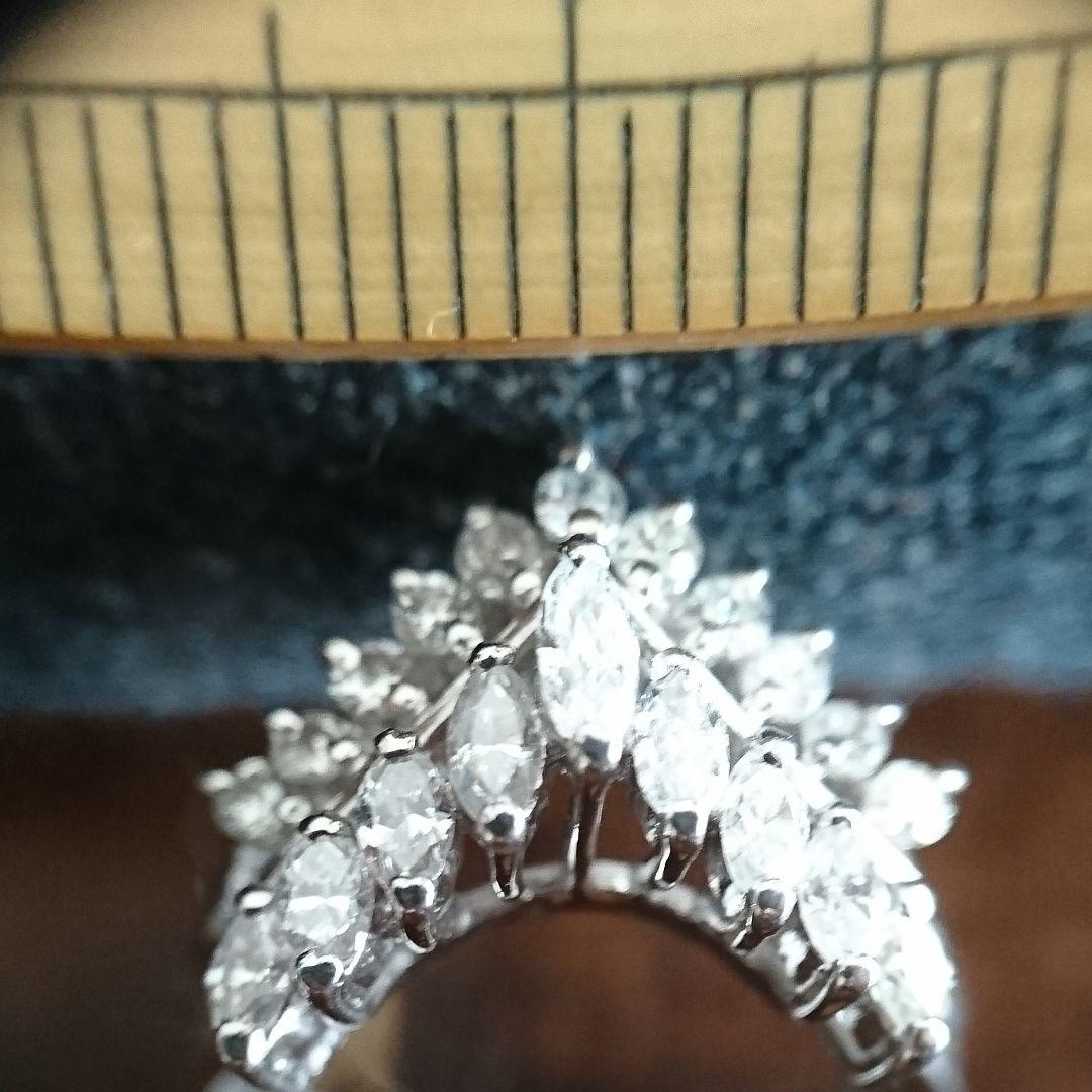 ヴィンテージプラチナ900天然ダイヤモンドⅤ字リングダイヤ0.47ct0.25c