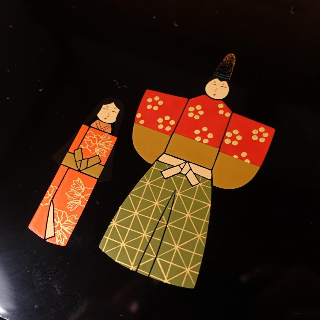 輪島塗 最高峰 慶塚 黒塗 図替 立雛蒔絵 銘々皿 5客