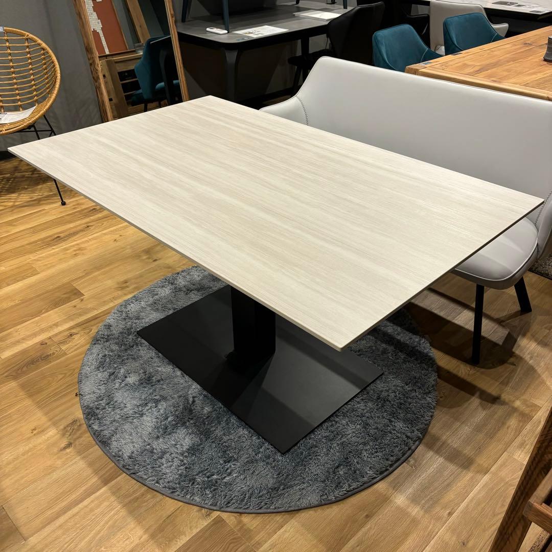 昇降テーブル　セラミック　140㎝　ダイニングテーブル　机　北欧　白木　ベージュ