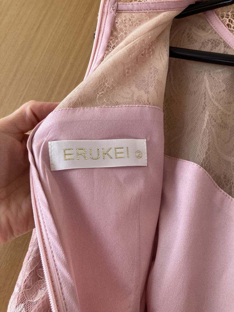 ERUKEI エルケイ ピンク レース ノースリーブ ロングドレス E2622