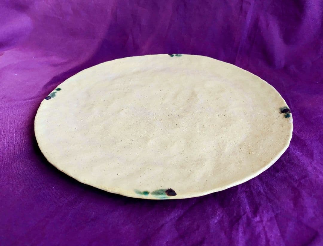 黄釉平丸盤 (未使用 新品同様)