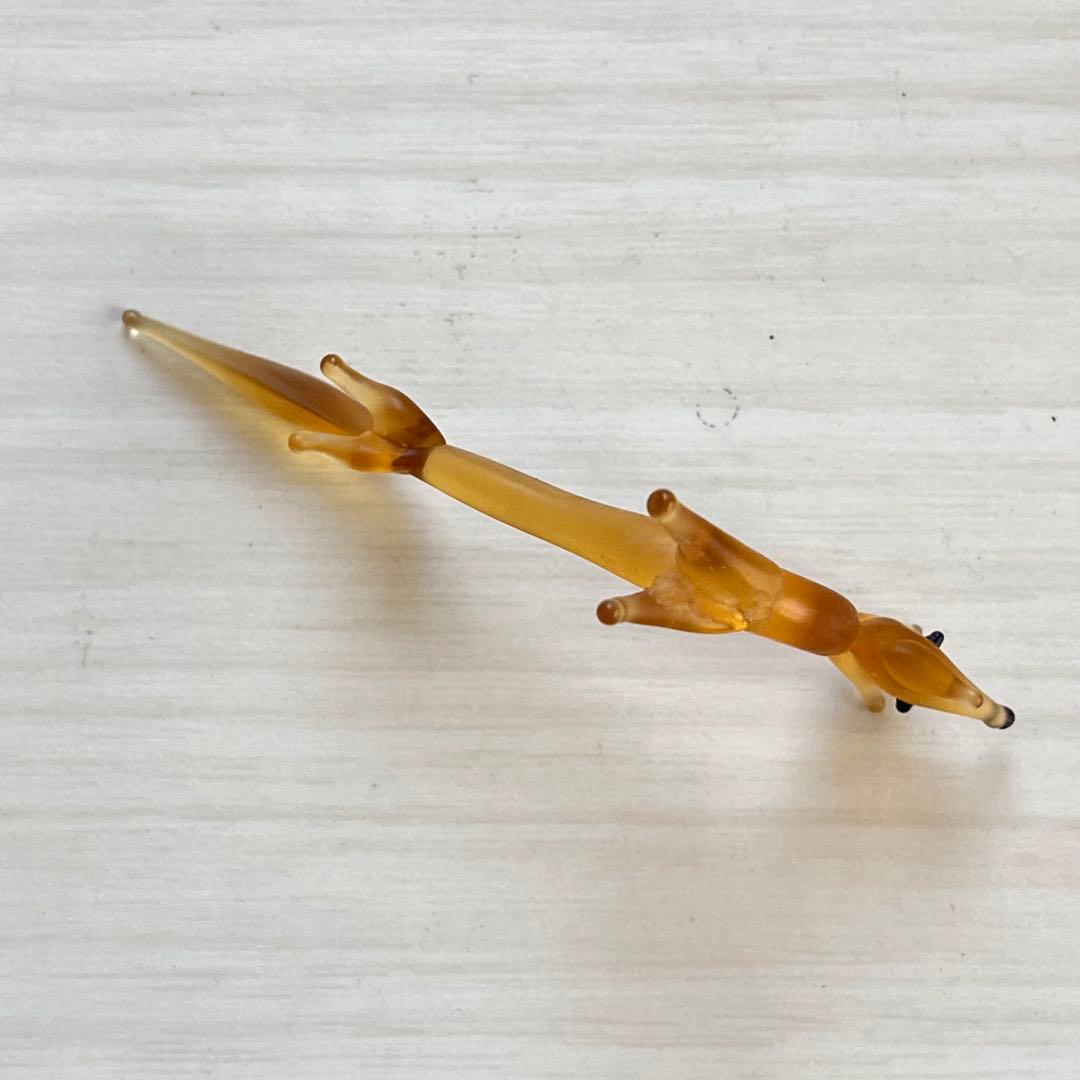 ガラス細工 細長いキツネ ミニチュア 工芸品 レトロ アンティーク