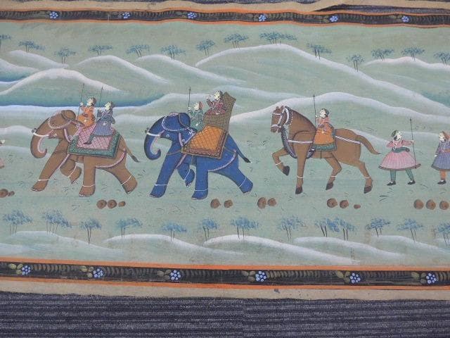 手描きの素晴らしいインドのプリミティブ絵画です　大変古いものです