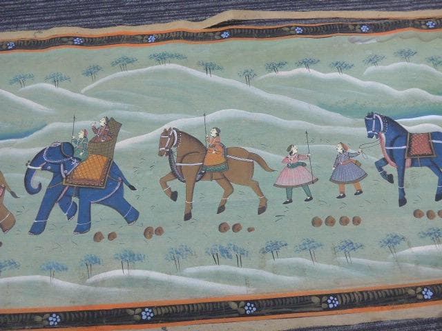 手描きの素晴らしいインドのプリミティブ絵画です　大変古いものです