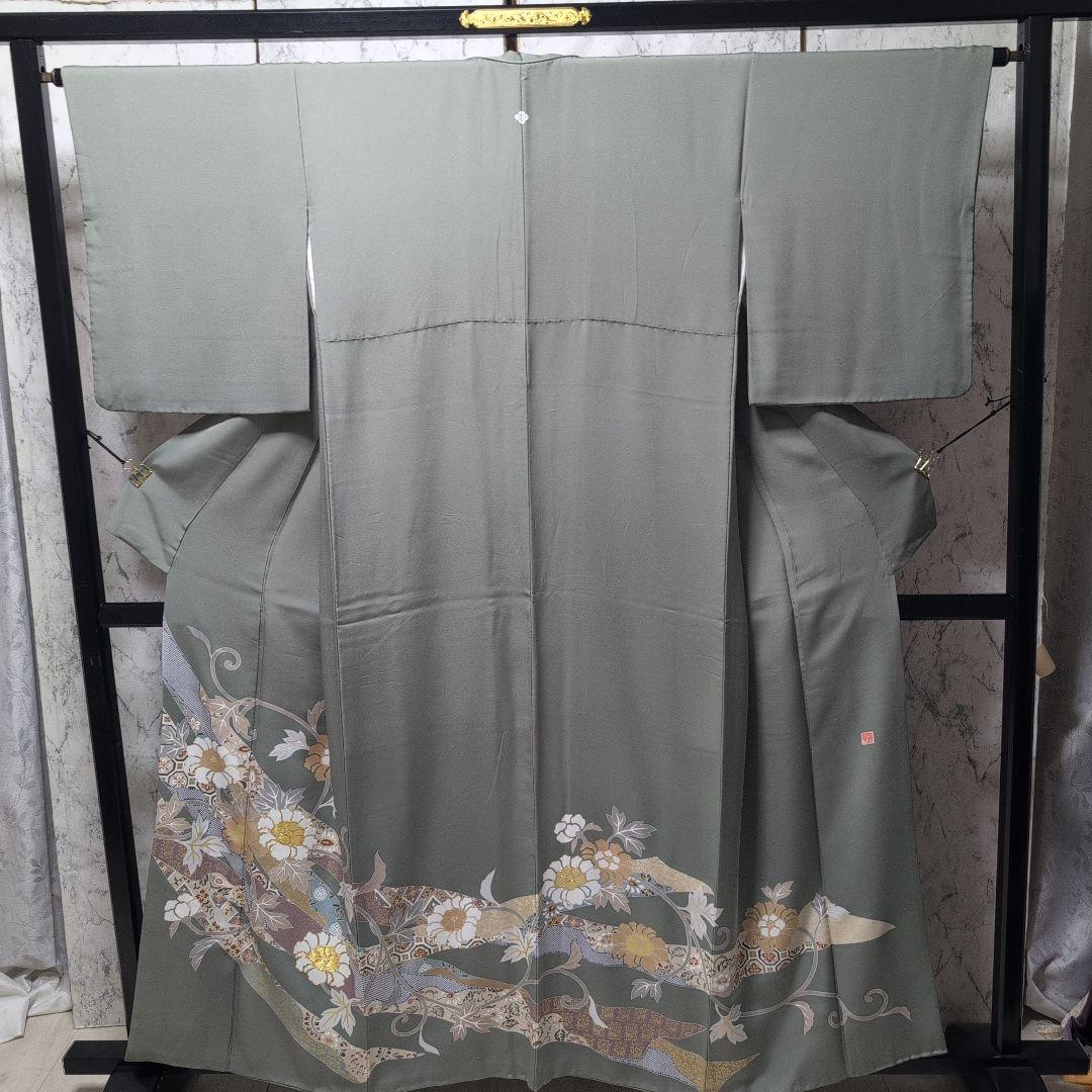 正絹色留袖 金駒金箔 落款 一つ紋