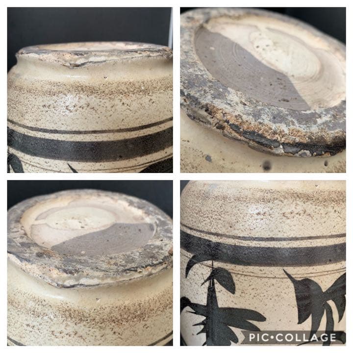 李朝時代 絵高麗 粉粧灰青沙器 鉄絵紋 水指 茶道具 壷 壺 花瓶 時代 李