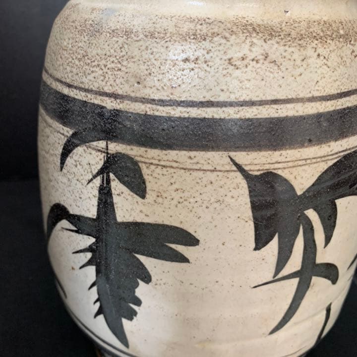 李朝時代絵高麗粉粧灰青沙器鉄絵紋水指茶道具壷壺花瓶時代