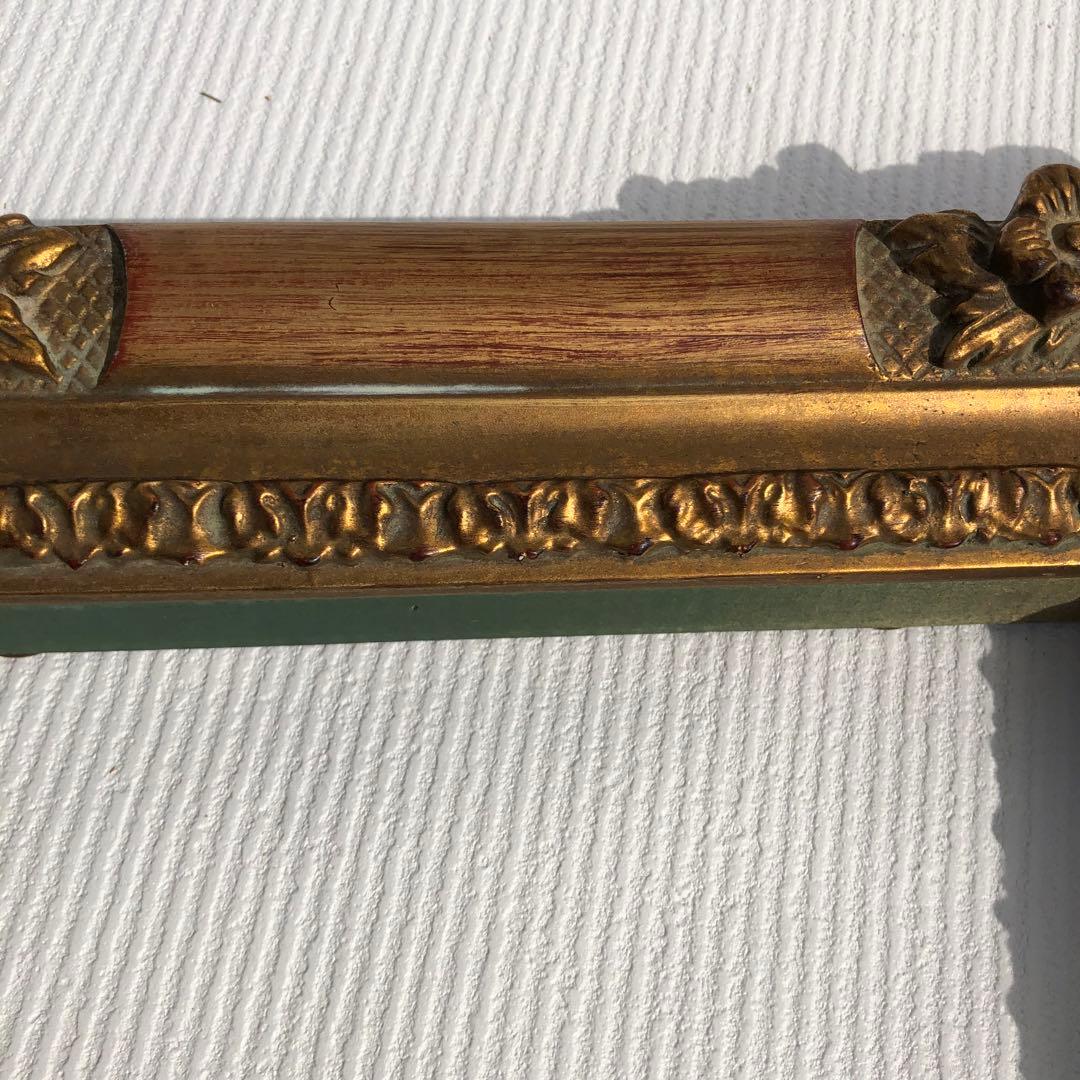 風景油彩画 アンティーク な油絵金色フレーム付きビンテージ　日額ニチガク　額縁