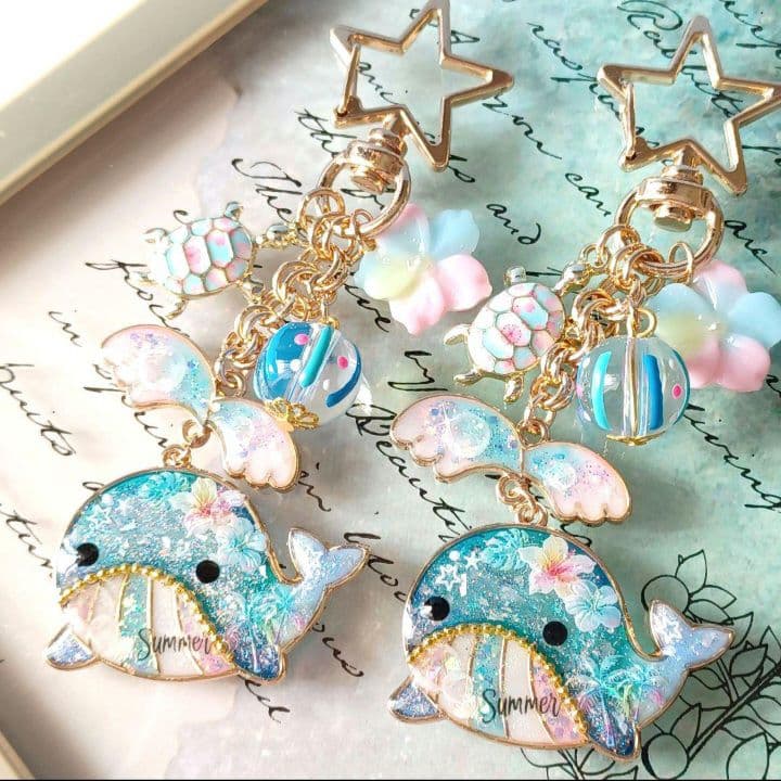 猫ちゃん達のピクニック♪︎　他レジンキーホルダー計9点　ハンドメイド