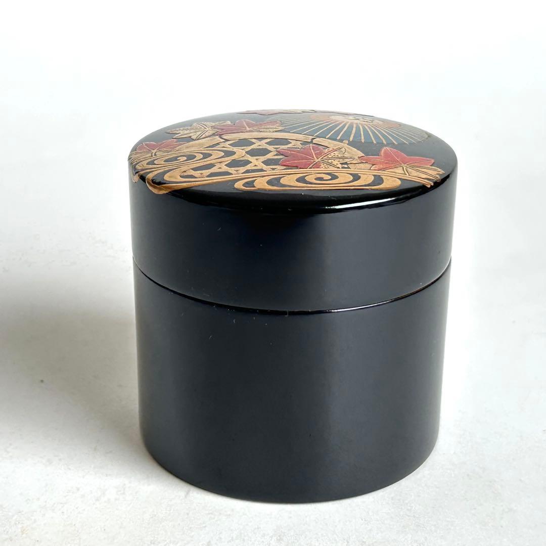 【美品.希少】漆器　茶筒　茶器　茶道具　木製　漆塗り　蒔絵　螺鈿 伝統工芸 小