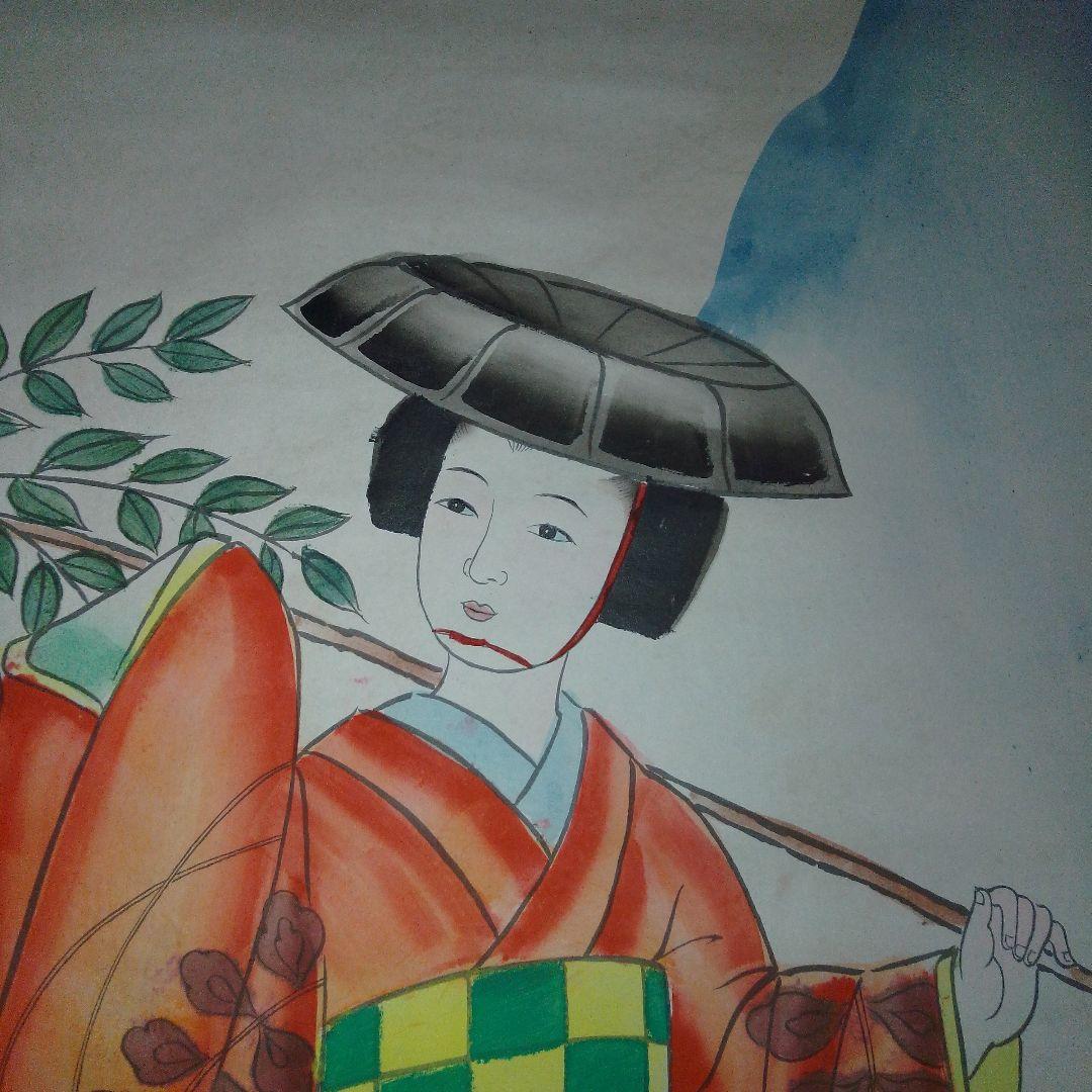 和風 掛け軸 花柄デザイン 藤娘 掛け軸