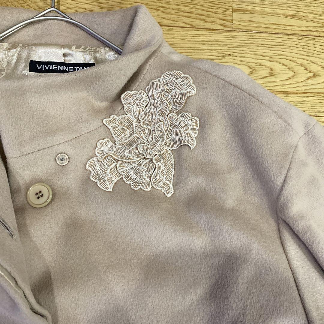 ヴィヴィアンタム ウールコート アンゴラ混 0 ベージュ美品 希少 刺繍