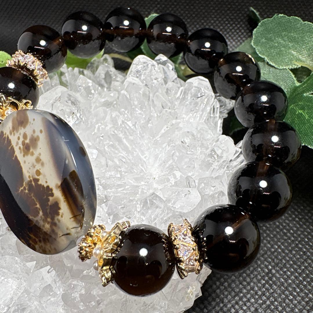 ＊くまこ❤︎様お取置き＊デンドリックアゲート　モリオン　ブレスレット