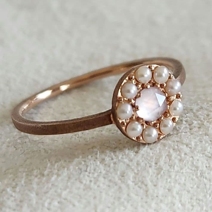 ラベンダークォーツ×パール♡9号【エテ】K10 ゴールドリング☆アガット 好きも