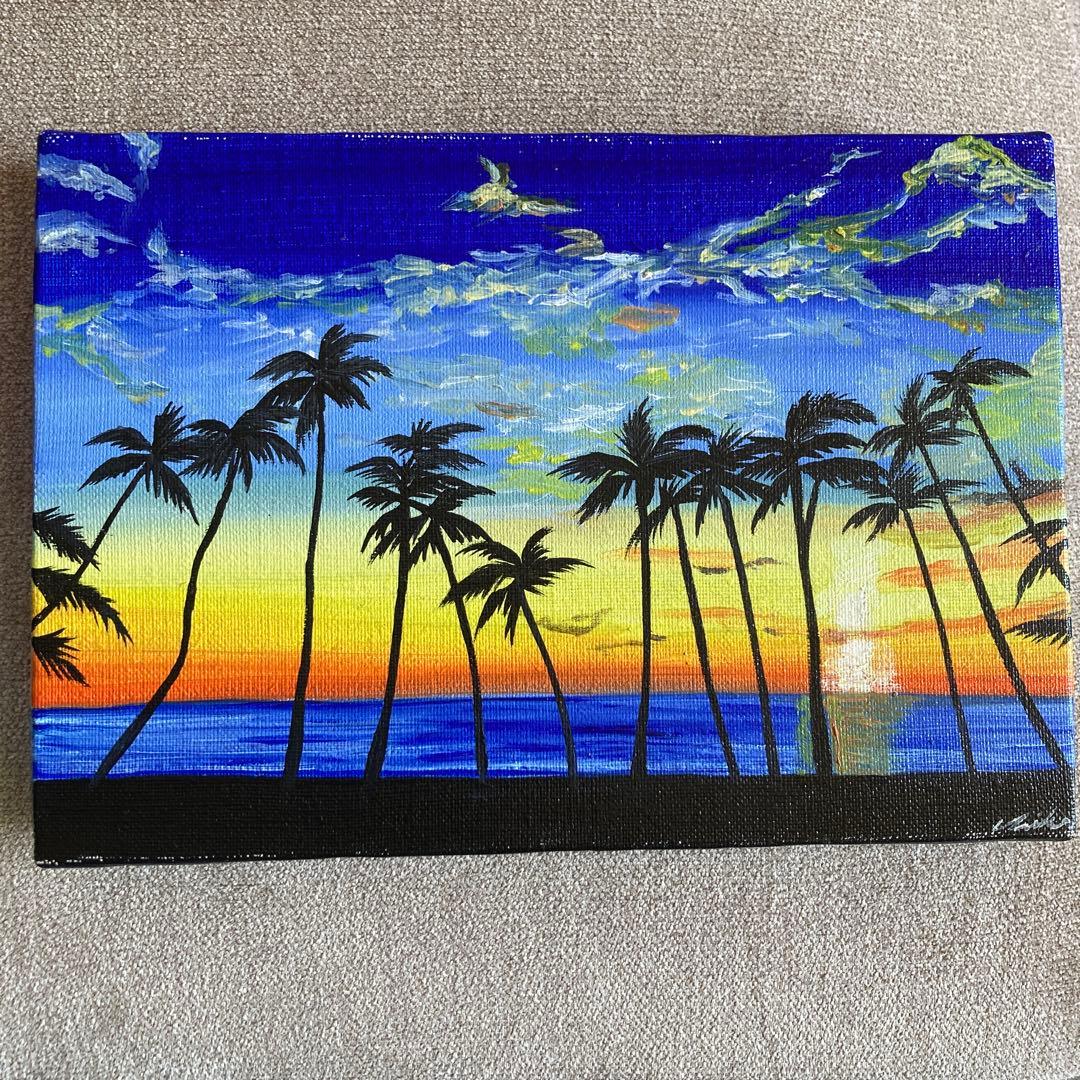 ５枚セット　油絵　インテリア　絵　ハンドメイド　アート　ハワイ　ロンハーマン