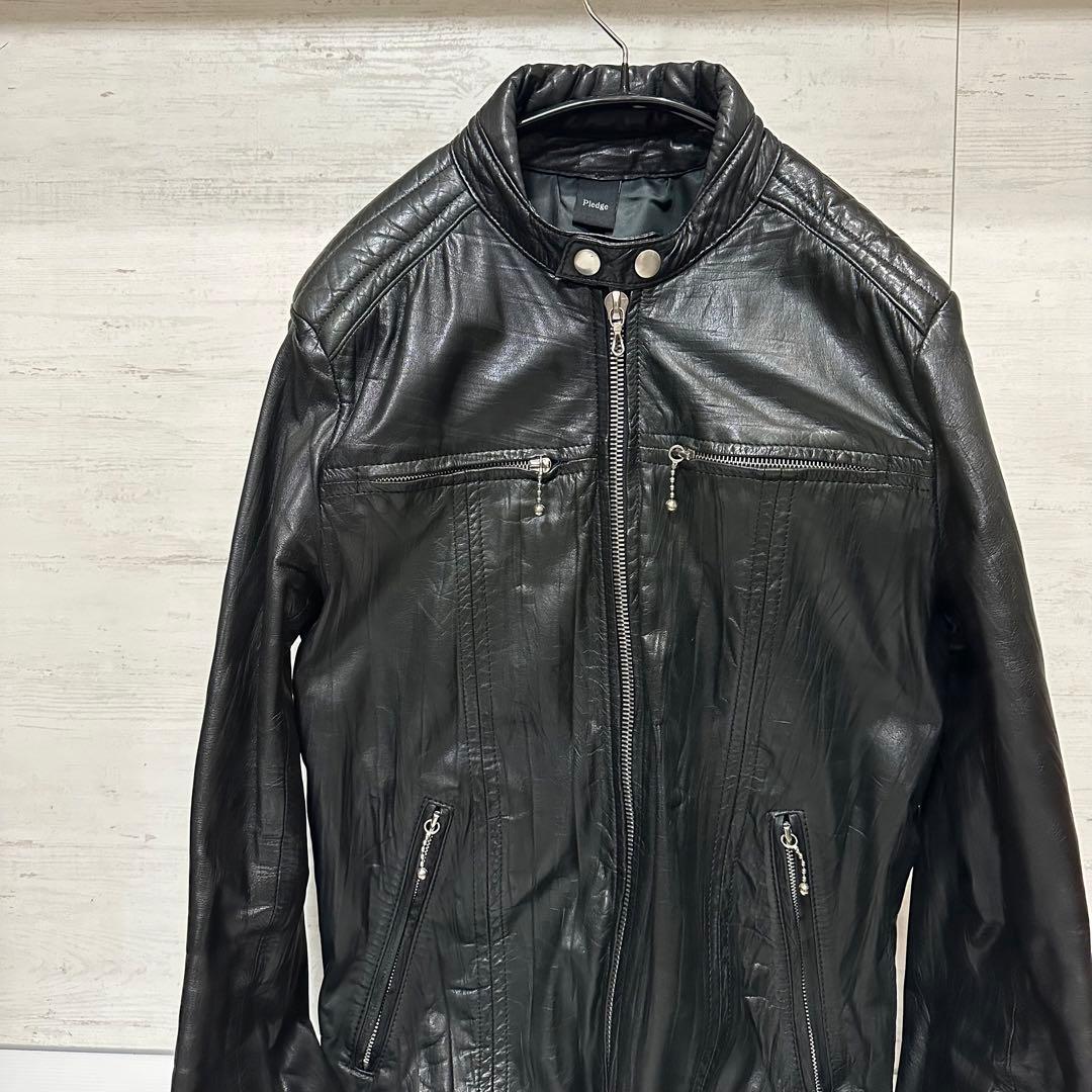 ✴︎希少✴︎ pledge プレッジ シングル ライダース カウレザー 三浦秀
