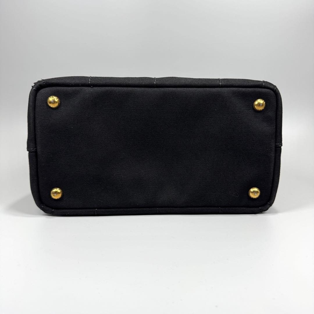 PRADA カナパ S ブラックキャンバス ハンドバッグ