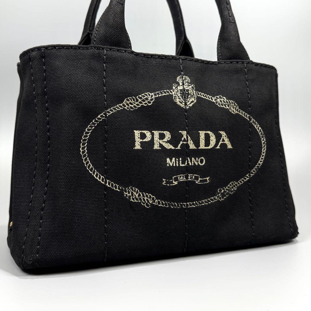 PRADA カナパ S ブラックキャンバス ハンドバッグ