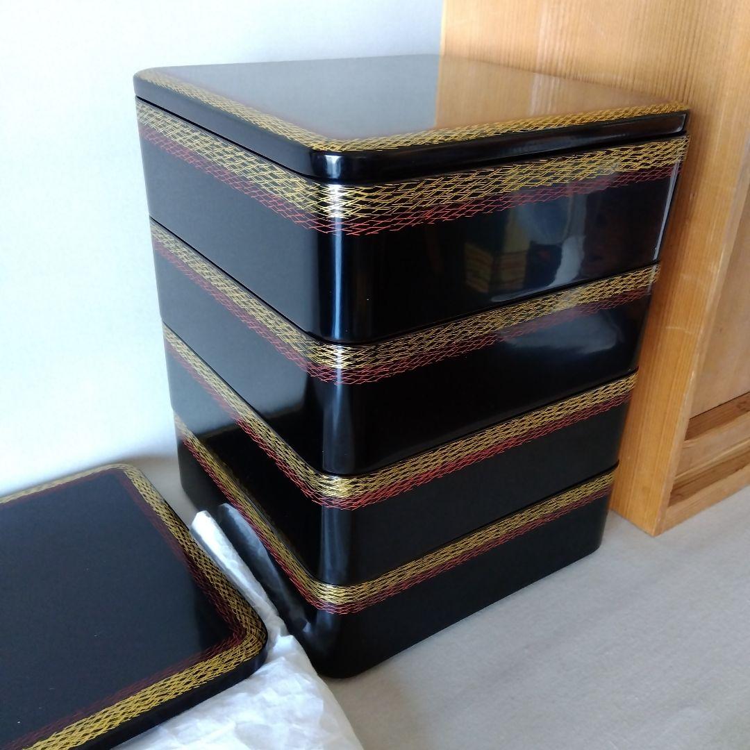 輪島塗　松葉地紋　四段重