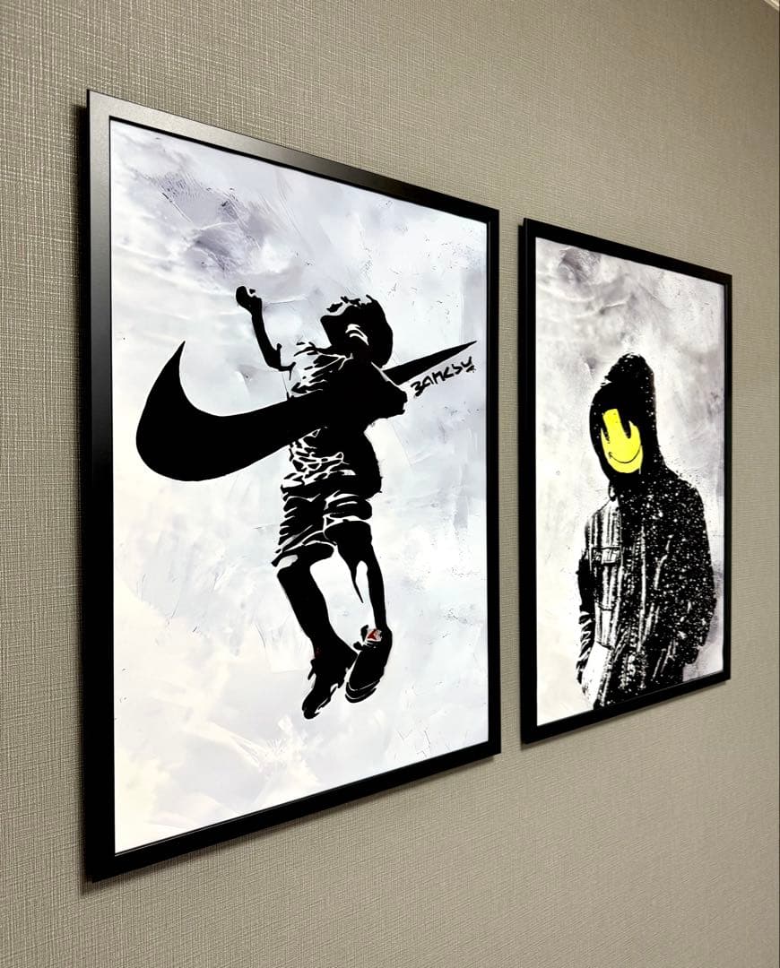 No.239フレーム付きキャンバスアート　バンクシー　バスキア　インテリア絵画