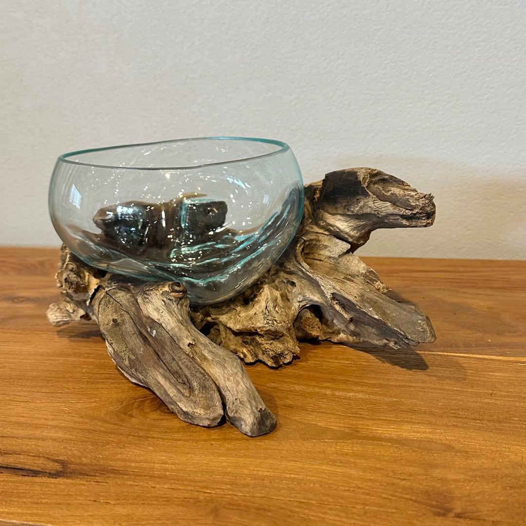バリ島流木ガラス w26×d18×h11cm 水槽 アクアリウムメダカ水槽807