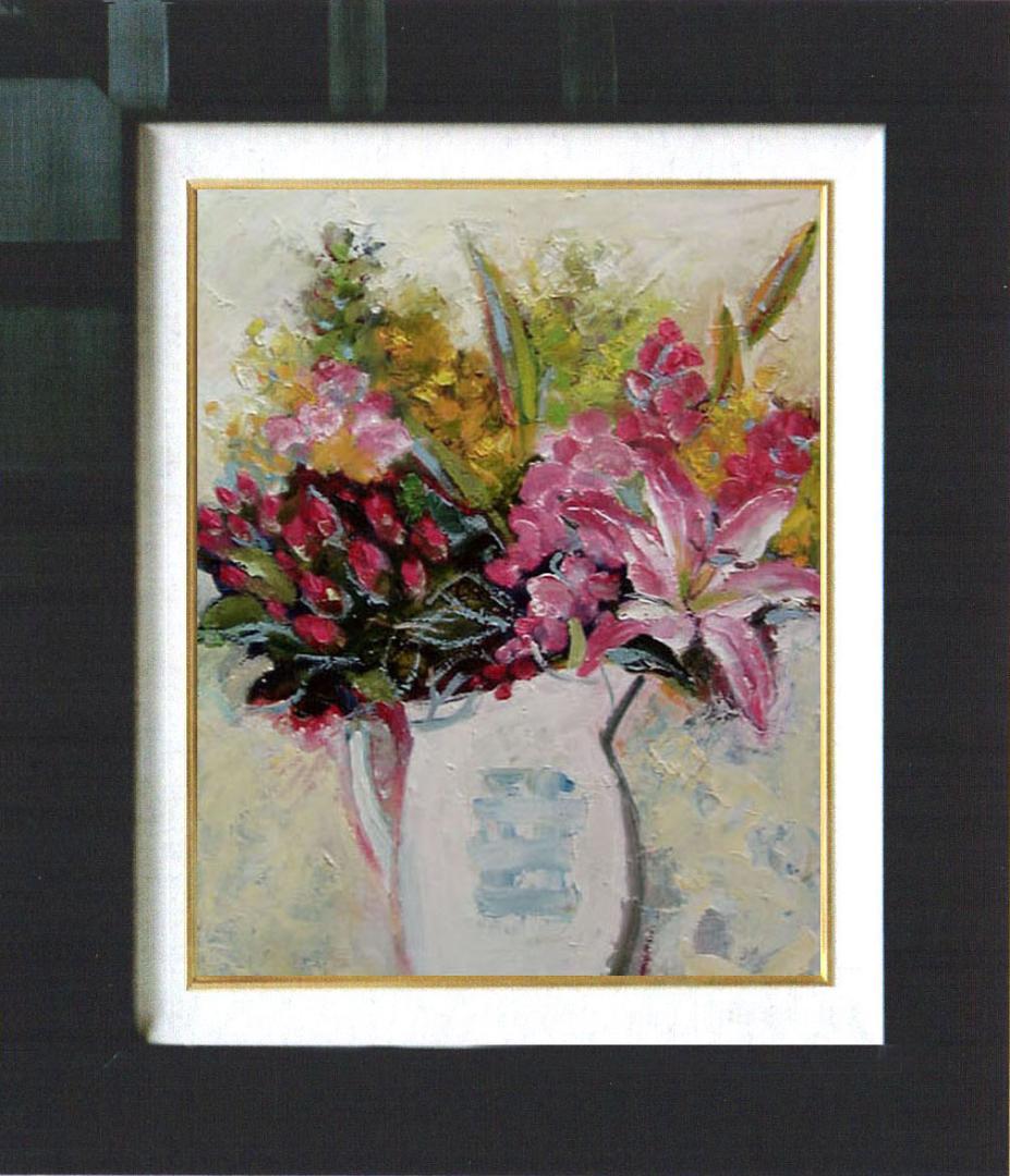 油絵 菅家令子 絵 絵画 インテリア uF6-112302 花