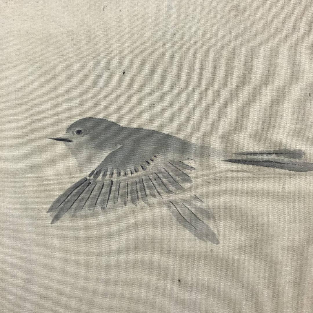 【真作】平井直水/梅蘭に鴬図/花鳥図/早春図/掛軸/名家伝来/AC-590